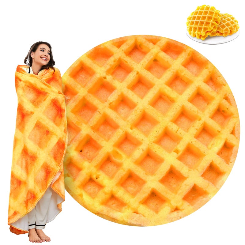 Outivity Waffles Blanket, Tortilla Blanket for Adults and Kids, Funny Food Throw Blanket, Novelty Gifts for Everyone, Soft Throw Blanket for Bed Couch or Travel - 71 inchs Waffle - Image 1